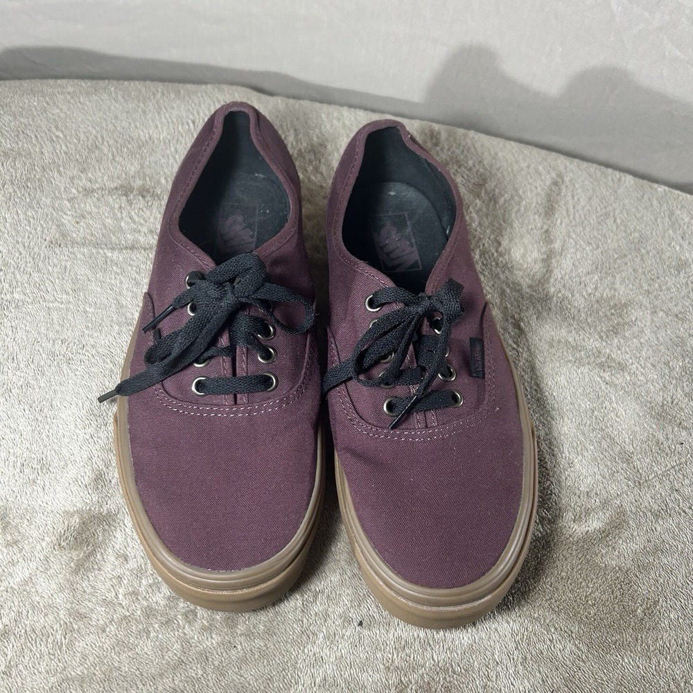 Vans Authentic Skate Shoes Burgundy Maroon Canvas Gum Sole Men 9 / Women 10.5
